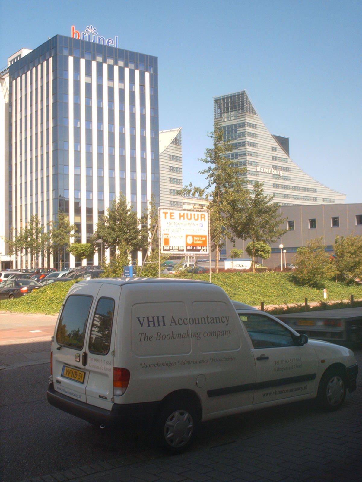 A VHH Accountancy company vehicle outside a commercial district
